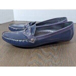 COLE HAAN Leather Classic Driving Mocs Loafers Shoes Women's 8 Navy Studded
